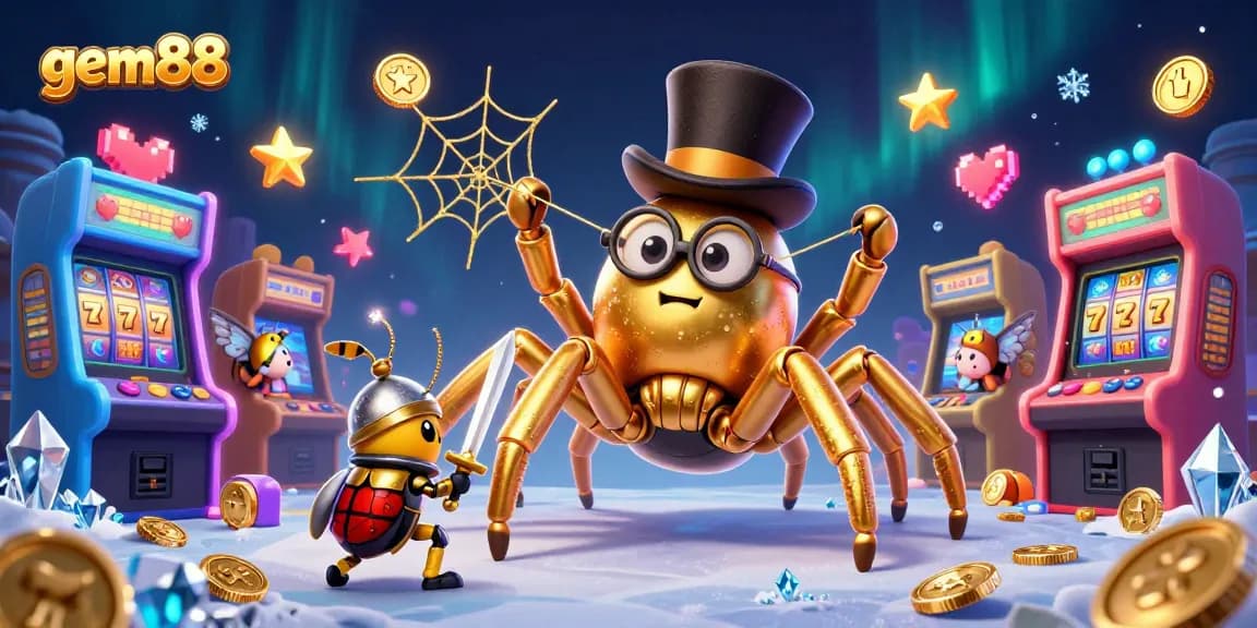 Engage in thrilling gameplay with gem88's vibrant casino scene featuring epic characters and rich gaming elements.