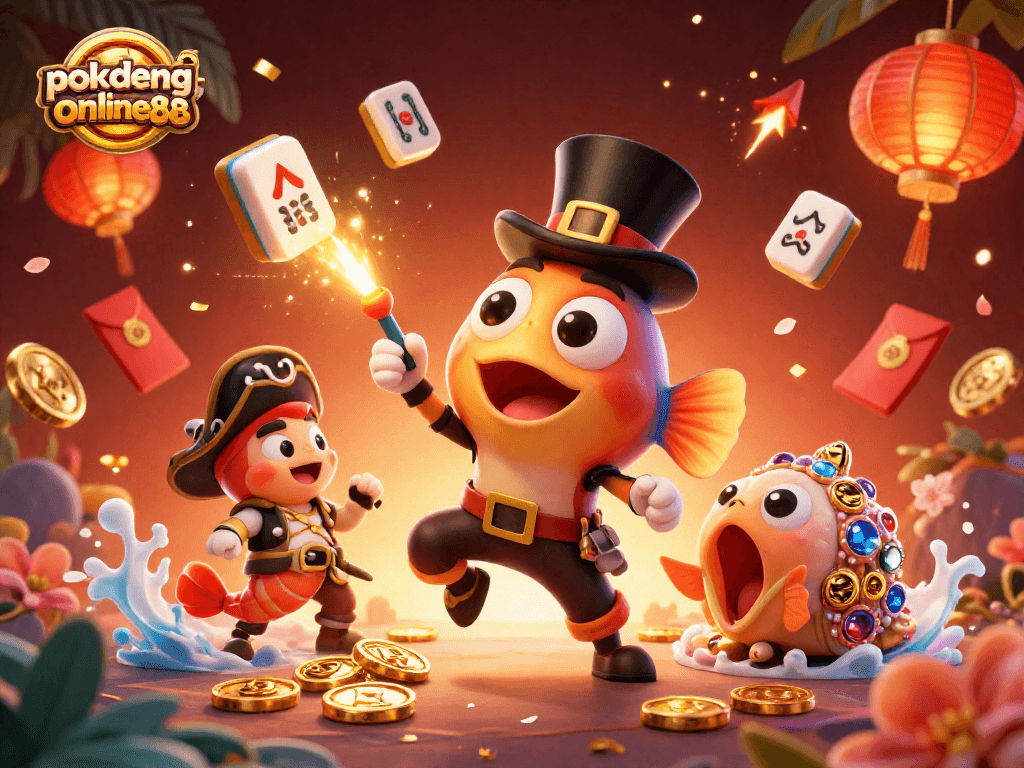 Engage in the exciting gameplay of pokdeng-online88, featuring dynamic characters and vibrant casino elements.