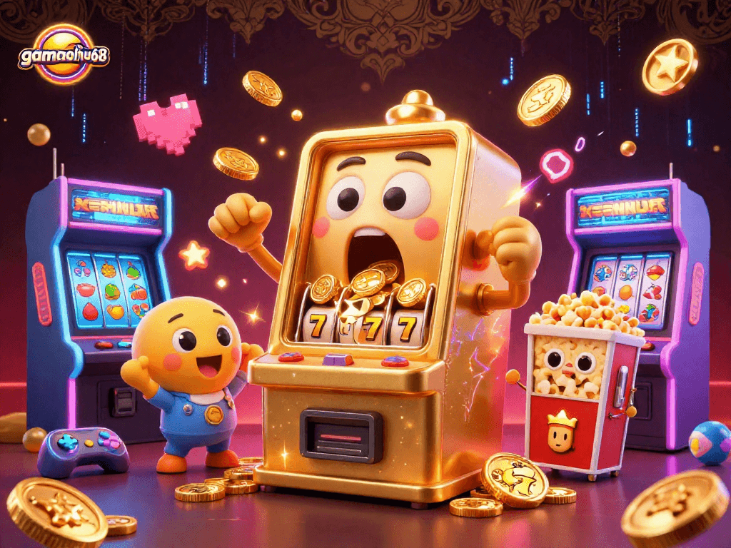 Engage with gamenohu68's vibrant slot machine scene, showcasing dynamic jackpots and arcade glory.