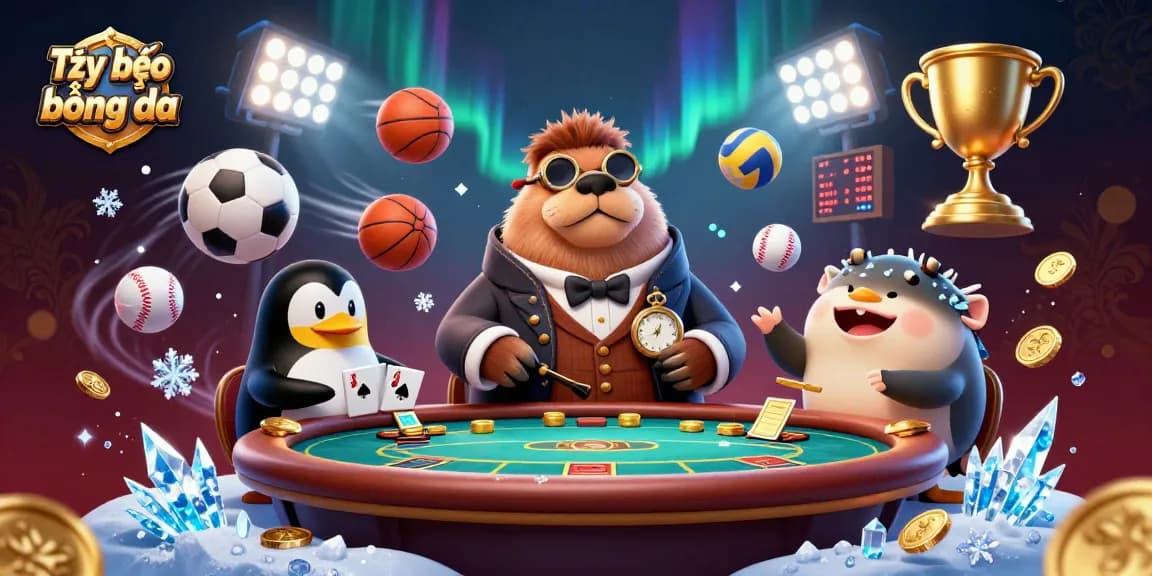 Bet on Tỷ lệ kèo bóng đá with a vibrant underwater poker scene featuring a jolly walrus and unique gameplay elements.