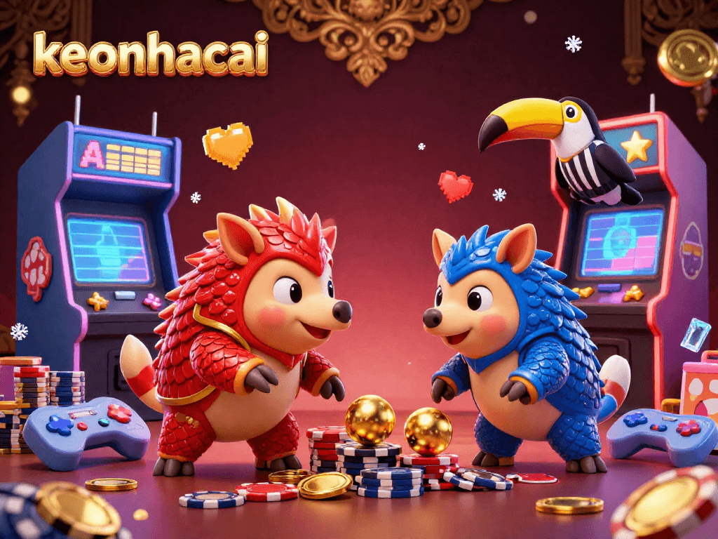 Engage with keonhacai as rival pangolins bowl through poker chips in this vibrant 3D casino scene.