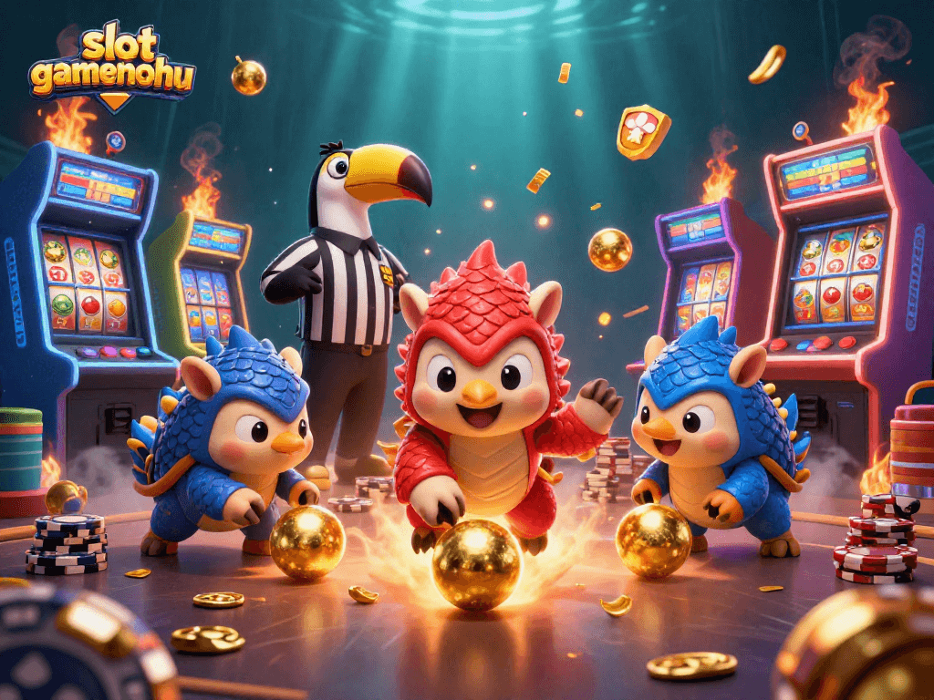 Experience thrilling gameplay with slotgamenohu featuring rival pangolins and dazzling casino elements.