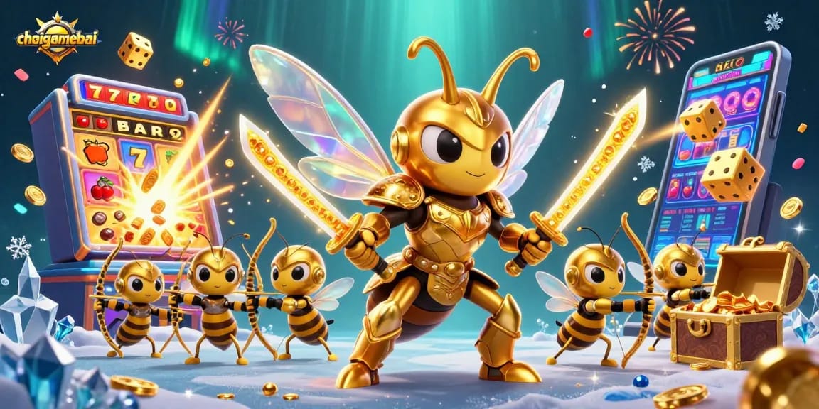 Experience thrilling wins at choigamebai with golden hornet samurai amidst vibrant casino elements.