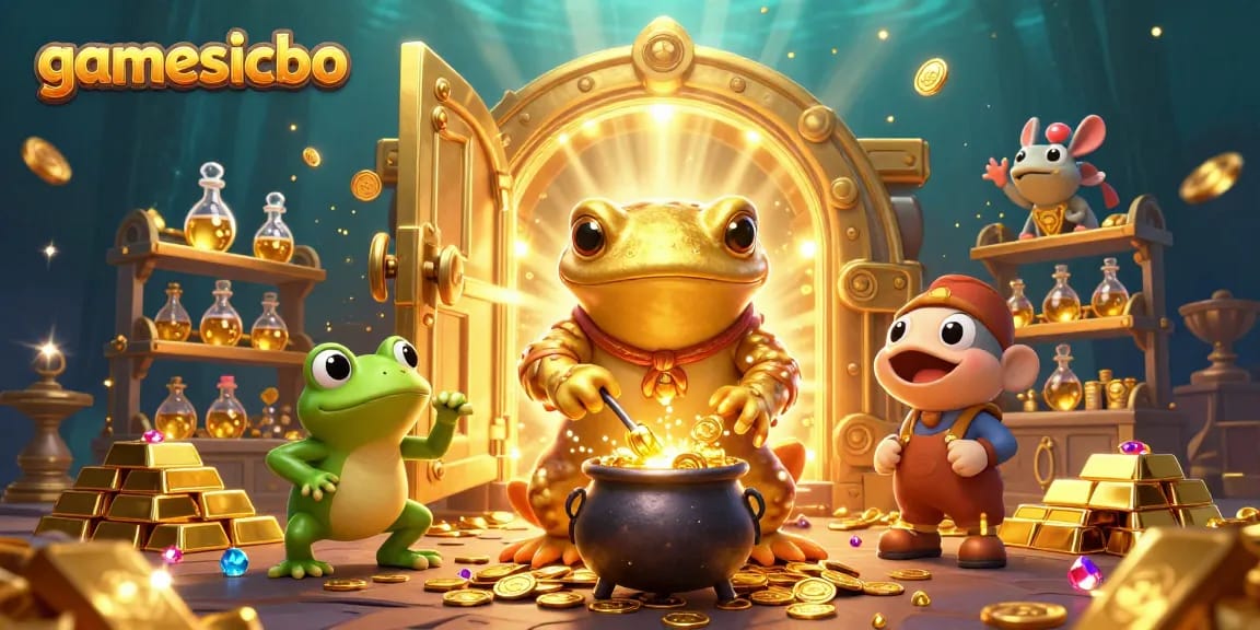 Engage with the exciting gamesicbo gameplay in a vibrant, treasure-filled scene!