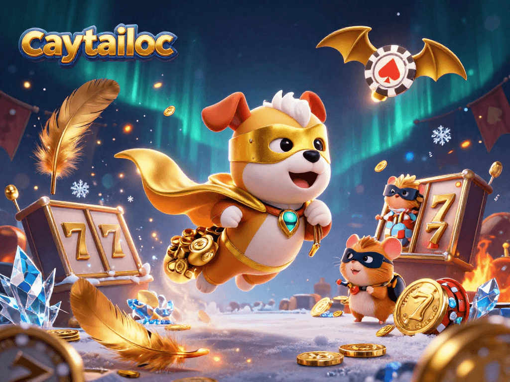 Fly high with the caytailoc superhero dog and hamster winning casino treasures!