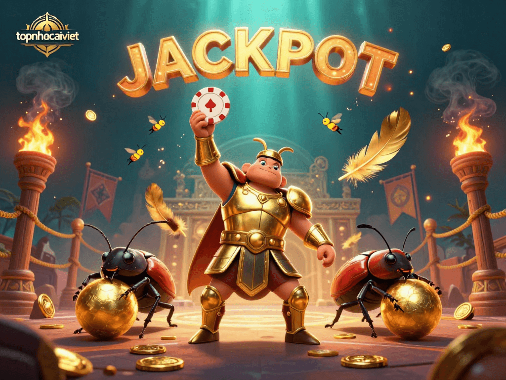 Engage with topnhacaiviet in an action-packed casino scene featuring vibrant characters and dynamic gambling elements.