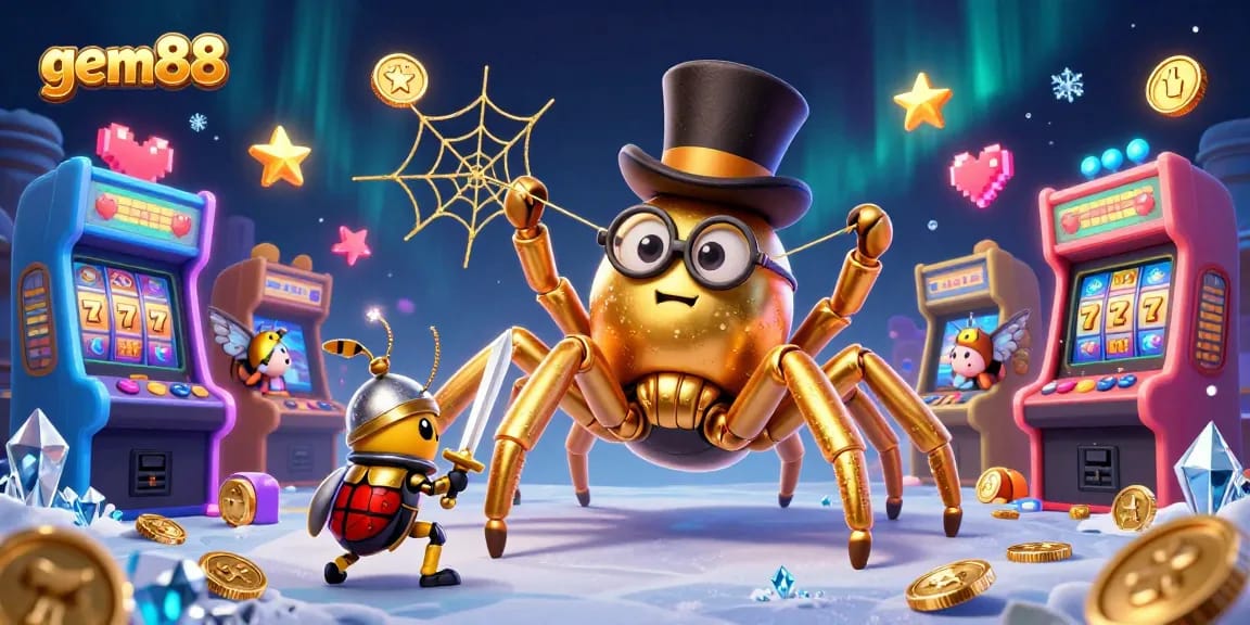 Engage in thrilling gameplay with gem88's vibrant casino scene featuring epic characters and rich gaming elements.