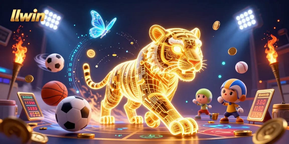 Bet on llwin with excitement as the golden tiger prowls a digital casino landscape.