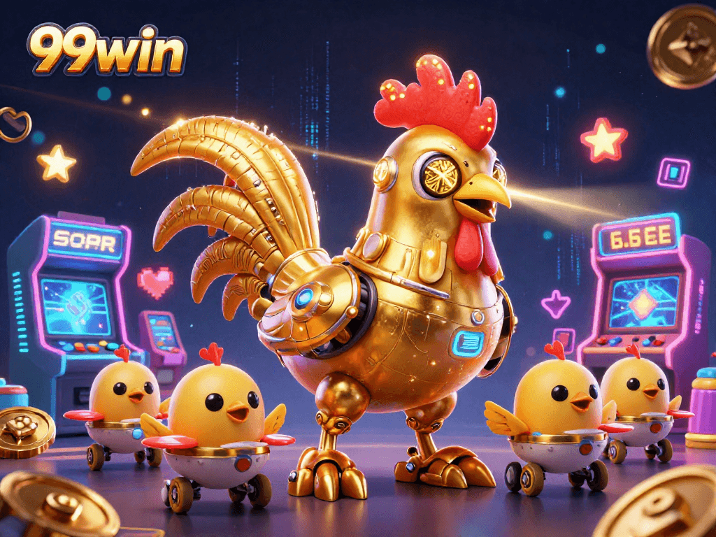 Engage with exciting games at 99win, featuring a dynamic casino atmosphere with futuristic elements.