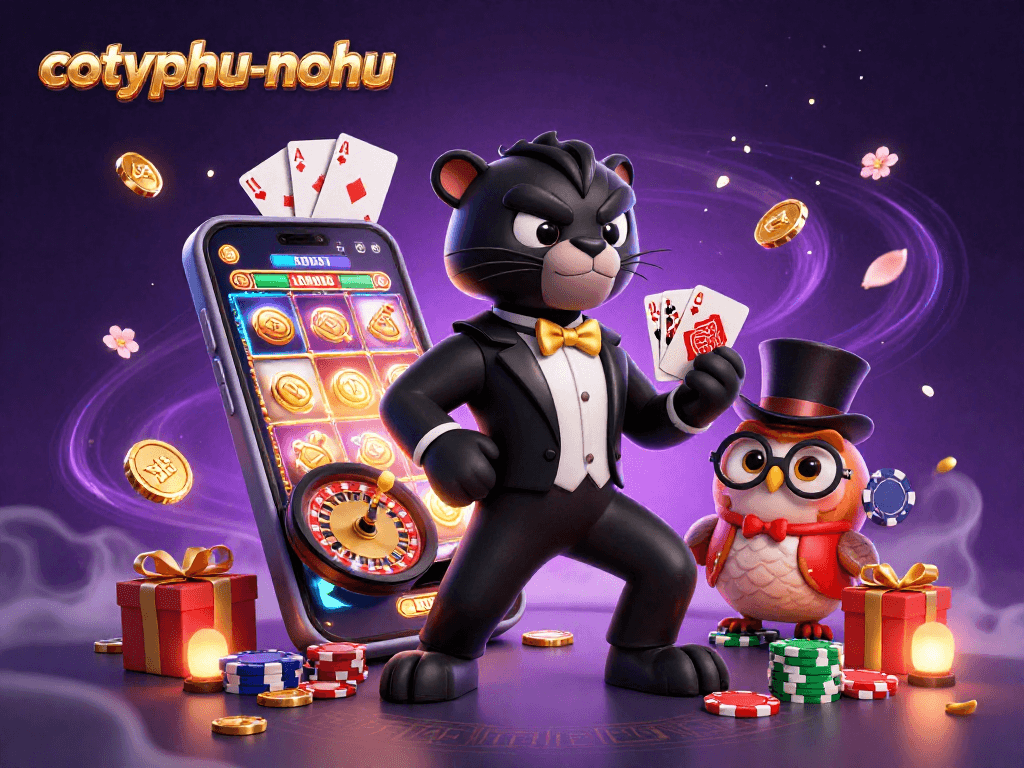 Experience the thrill of cotyphu-nohu as a stylish panther and friends play exciting casino games!