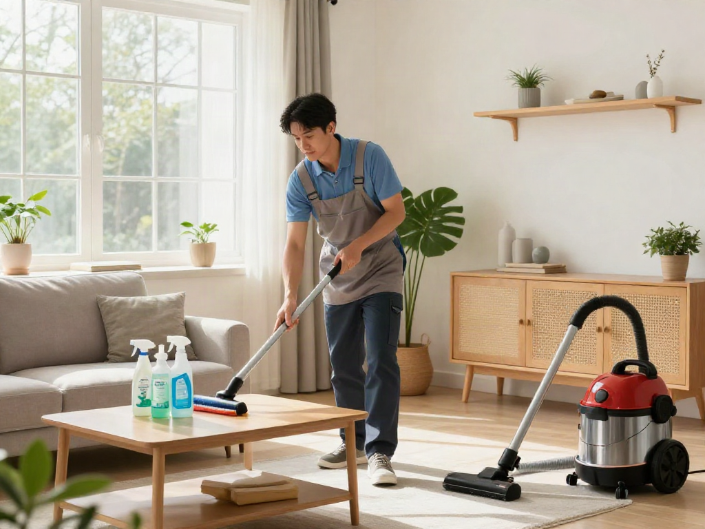 Cleaner promoting eco-friendly practices while preparing to deposit 10k in cleaning supplies