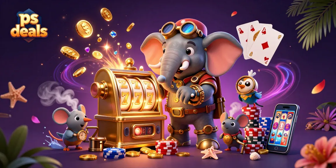 Engage with ps deals while exploring vibrant gambling-themed 3D illustration featuring steampunk elements.