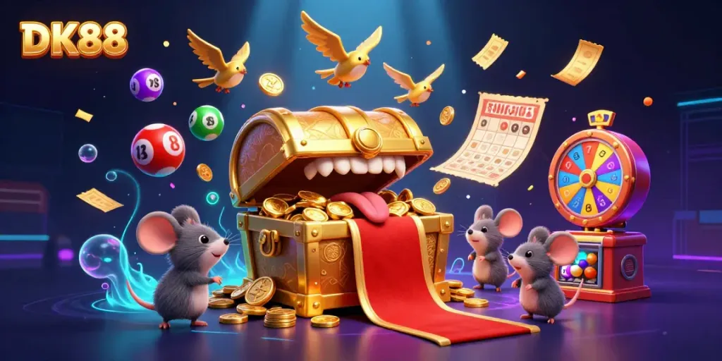 Experience thrilling gameplay at DK88 with vibrant lottery balls, golden treasures, and exciting surprises.