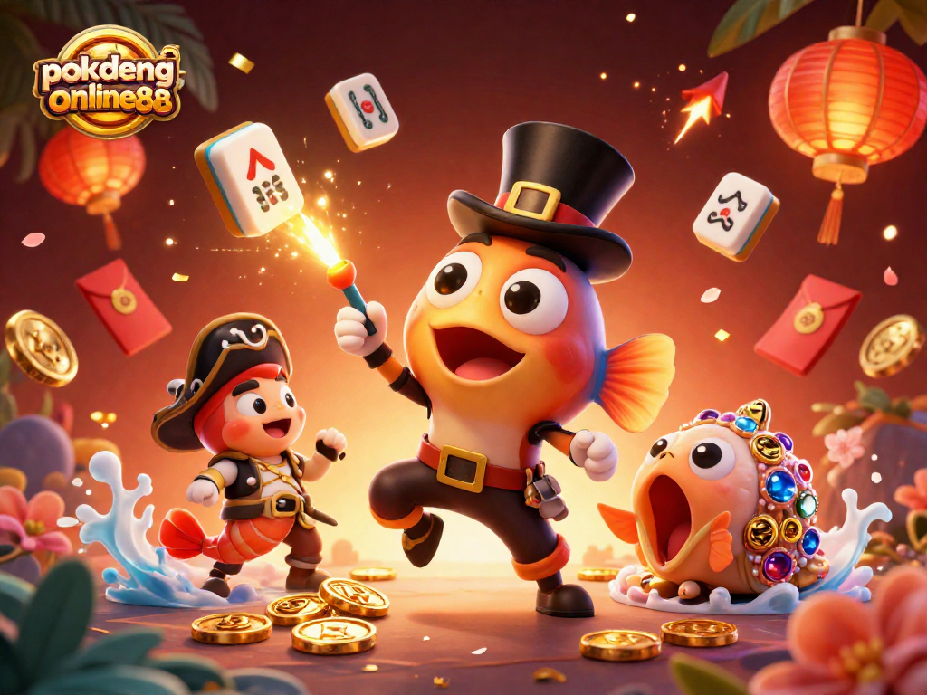 Engage in the exciting gameplay of pokdeng-online88, featuring dynamic characters and vibrant casino elements.