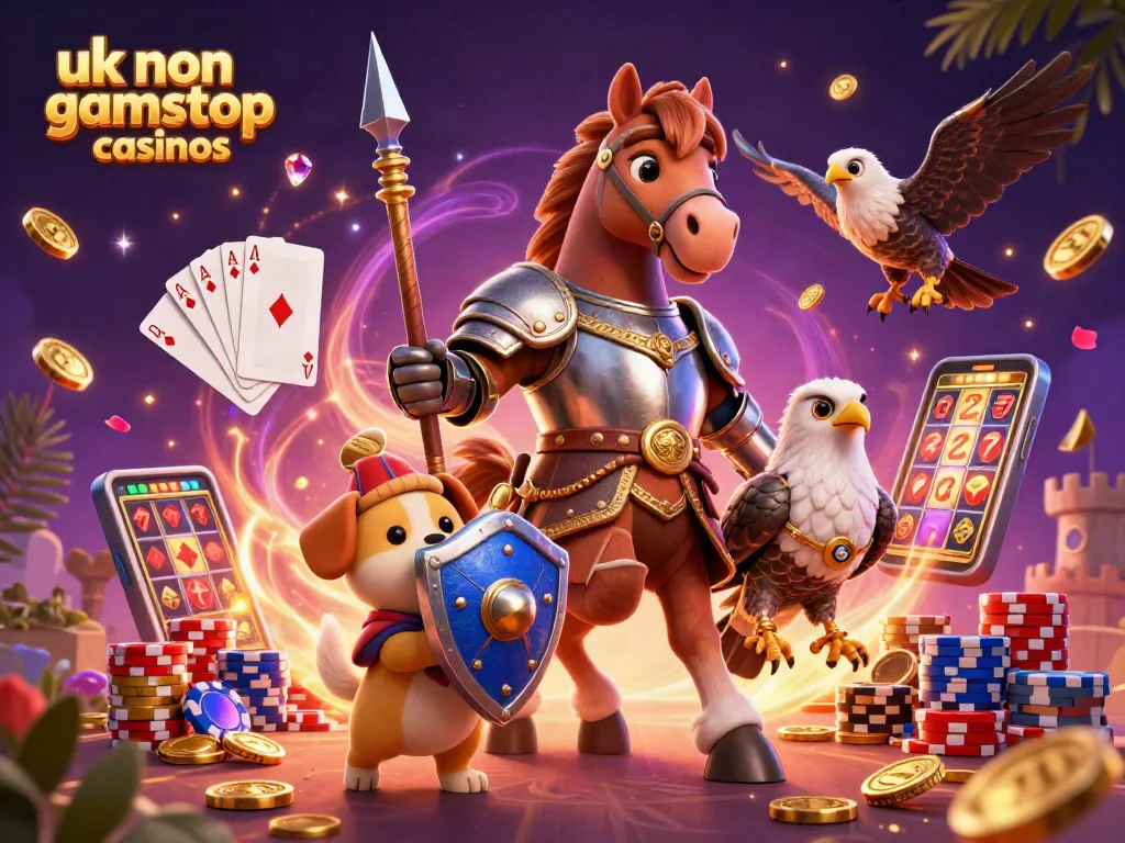 Engage with the vibrant world of uk non gamstop casinos in this rich 3D illustration of medieval characters and dynamic gambling elements.