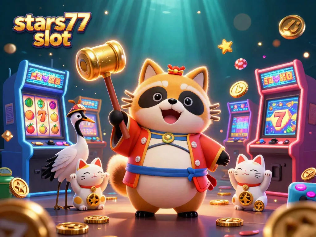 Memenangkan permainan di situs stasiun stars77 slot dengan simbol hoki dari kartun maneki-neko.