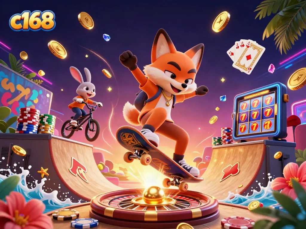 Experience exhilarating action in the c168 casino scene with vibrant characters and thrilling game elements.