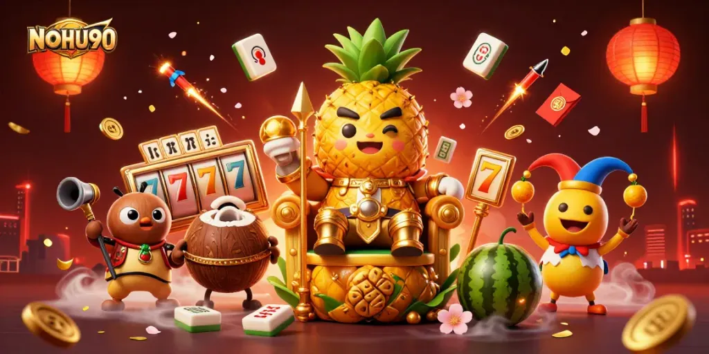Spin and win at NOHU90 with exciting jackpot scenes featuring vibrant characters and dynamic gameplay elements.
