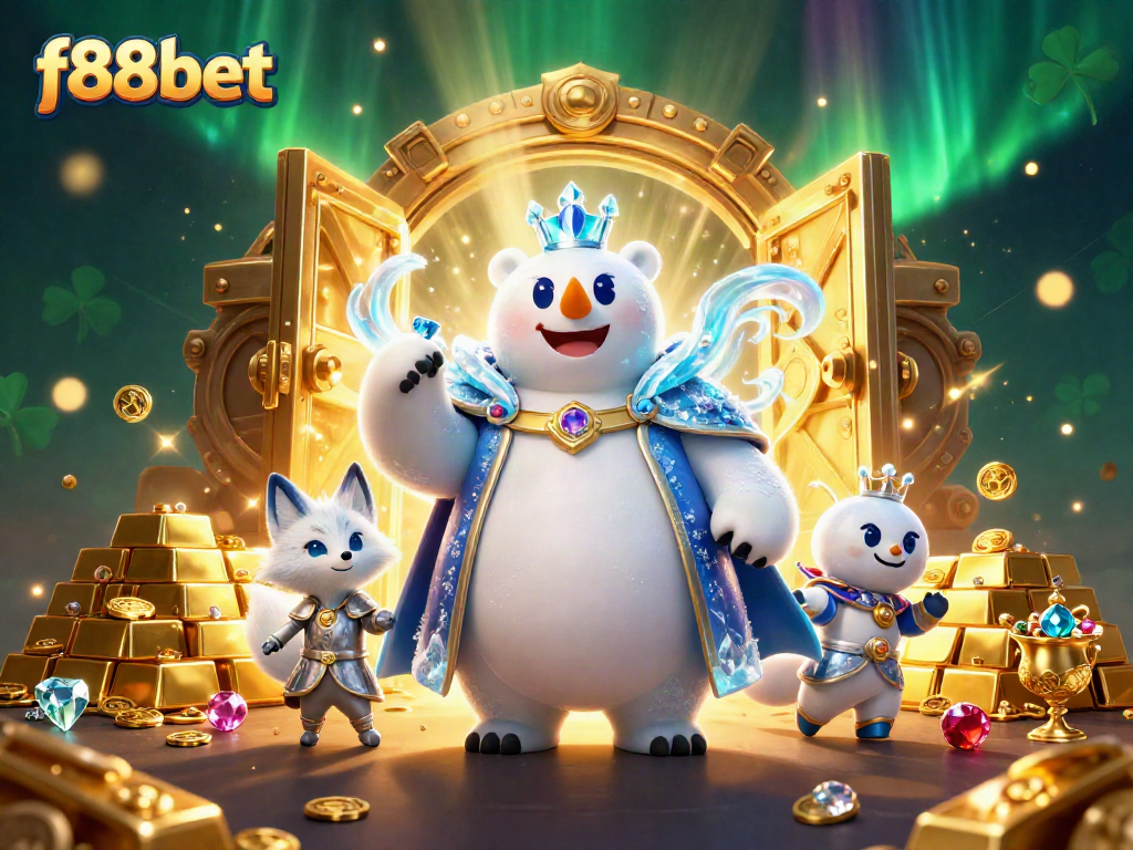 Experience thrilling adventures with f88bet's vibrant casino scene featuring a polar bear and fox.