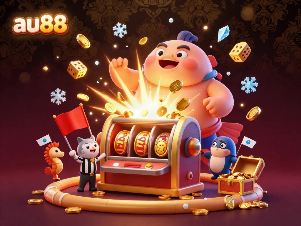 Experience dynamic gaming action with au88 featuring colorful slot machines and lively 3D characters.
