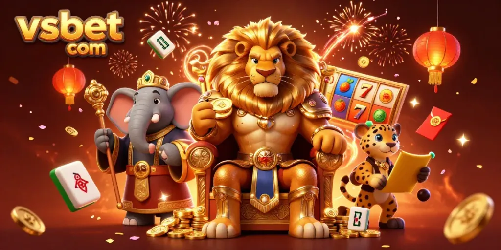Experience thrilling wins at vsbet com with a dynamic casino scene featuring regal characters and rich gaming elements.