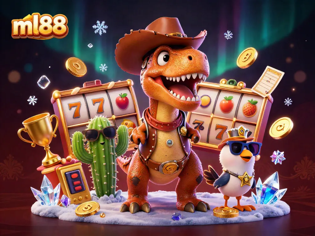 Bet on big wins with ml88's dynamic gaming scene featuring slot reels and vibrant characters.
