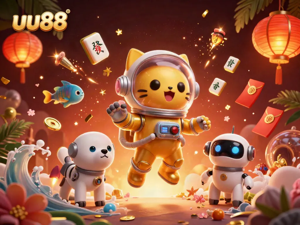 Win big at uu88 with an engaging illustration of a playful casino-themed adventure.