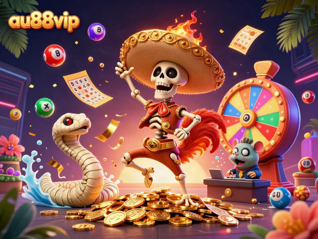 Join the exciting world of au88vip with vibrant 3D characters dancing on golden coins.