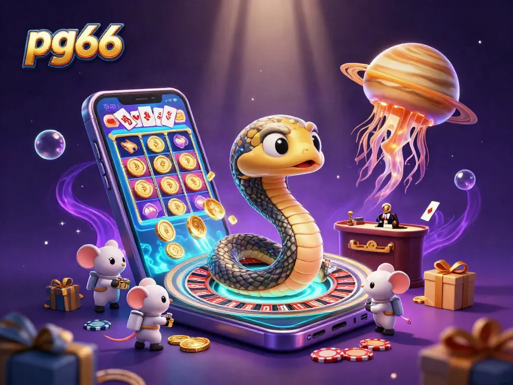 Experience thrilling betting with pg66 as cartoon characters engage in cosmic casino games.