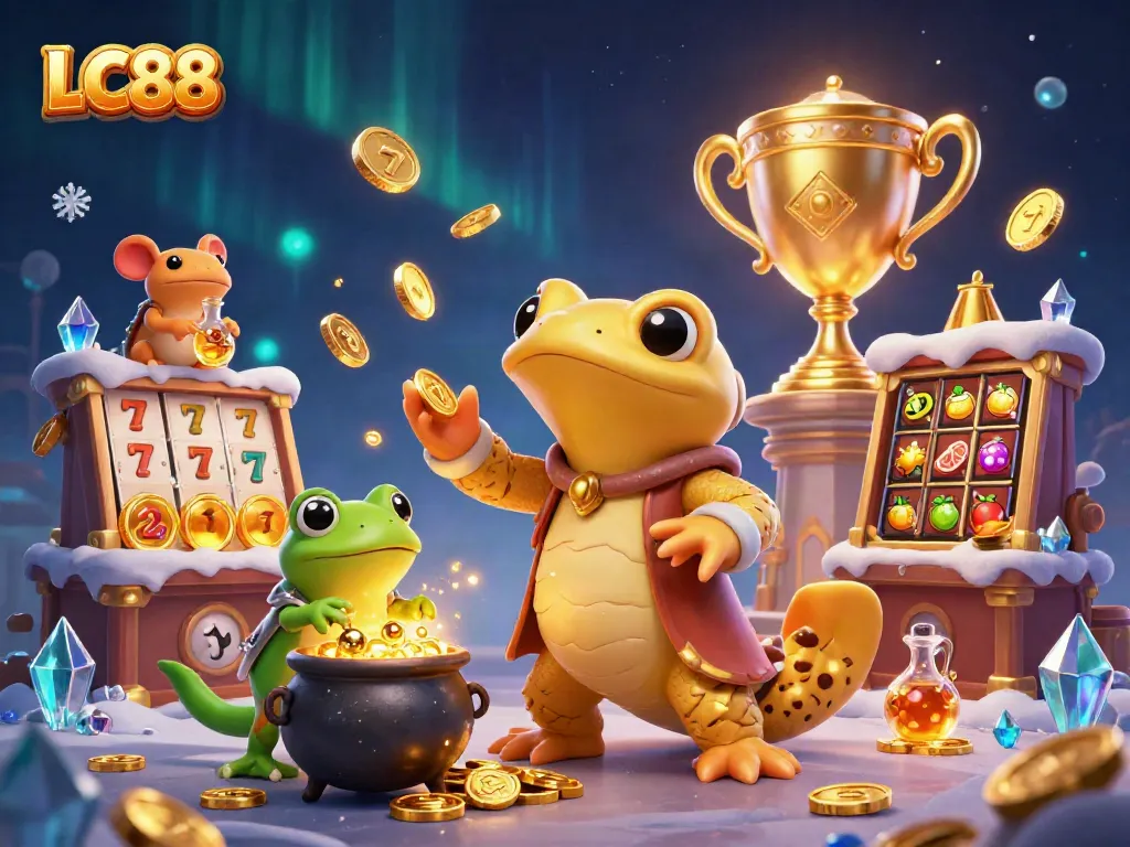 Experience the excitement of LC88 with captivating casino elements and magical creatures.