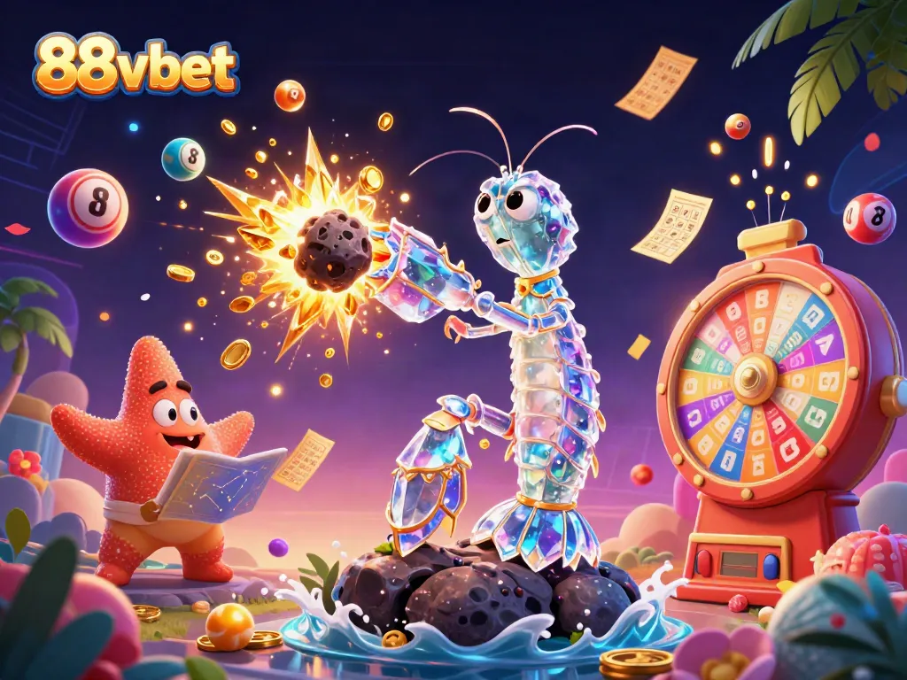 Engage in exciting gaming adventures with 88vbet featuring vibrant 3D elements and a dynamic scene.