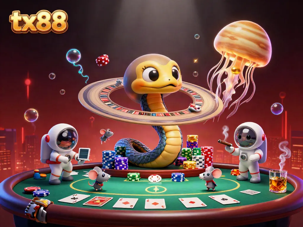 Engage in thrilling bets with tx88, where cartoon mice gamble around a roulette wheel in a cosmic casino.