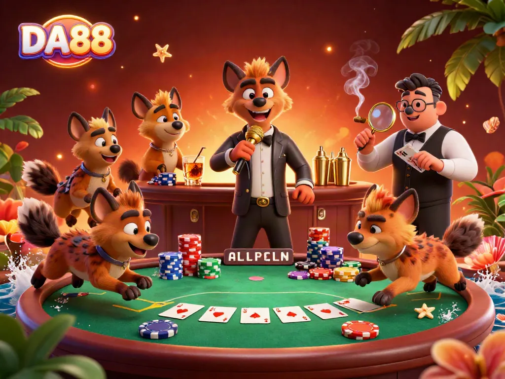 Celebrate wins at DA88 with hyenas in a vibrant comedy casino club scene!