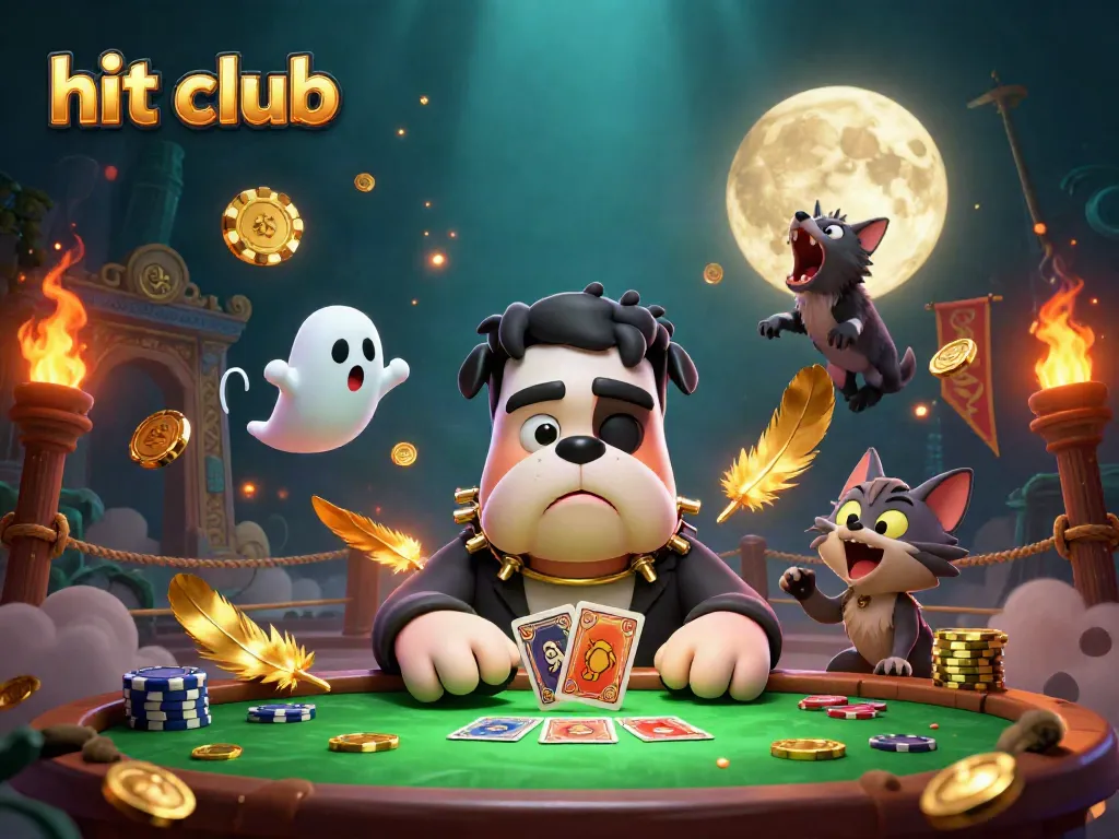 Experience the vibrant energy of Hit Club as a Frankenstein bulldog dealer brings excitement to the casino.