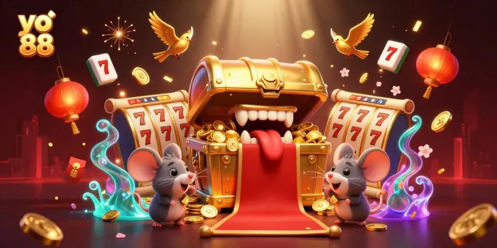 Experience excitement with yo 88 casino reels and treasure chests embodying thrilling adventure.