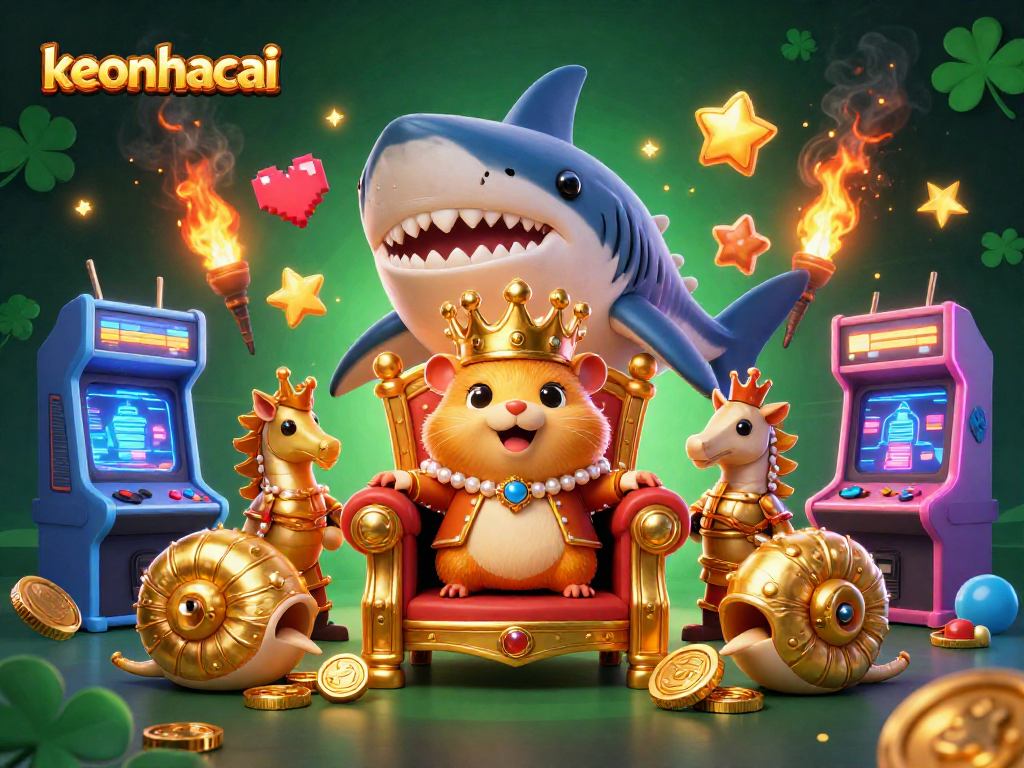 Engage with keonhacai in an exciting 3D digital casino world featuring a golden hamster king.