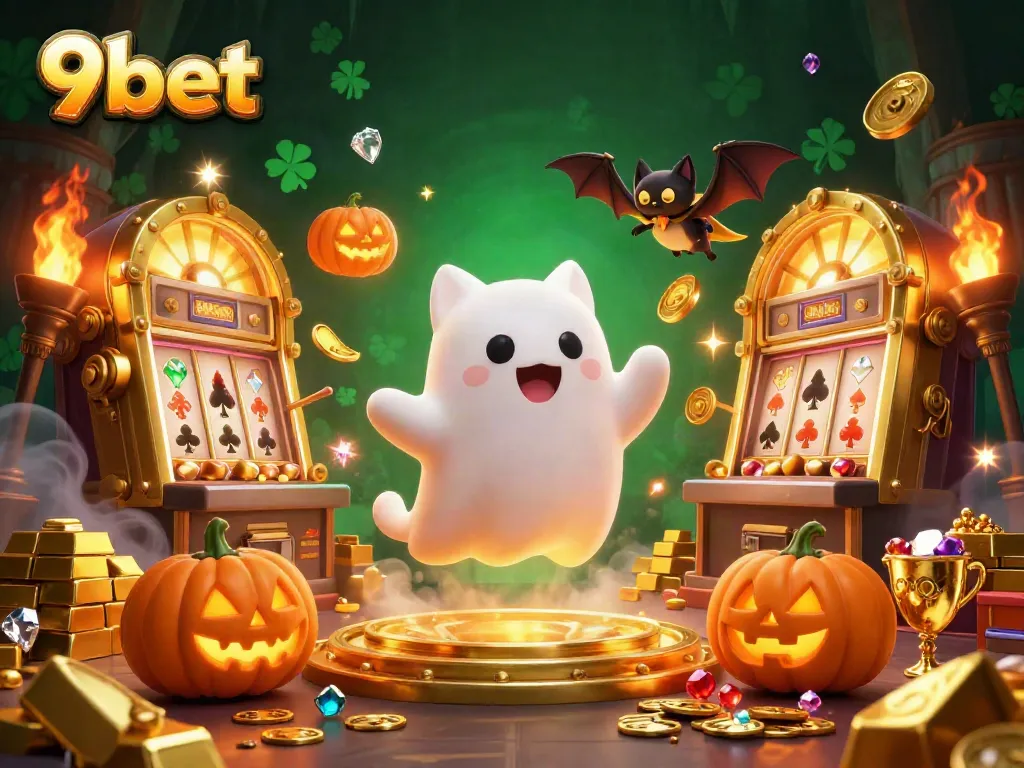 Experience thrilling wins with 9bet's lively casino atmosphere captured in an enchanted illustration.