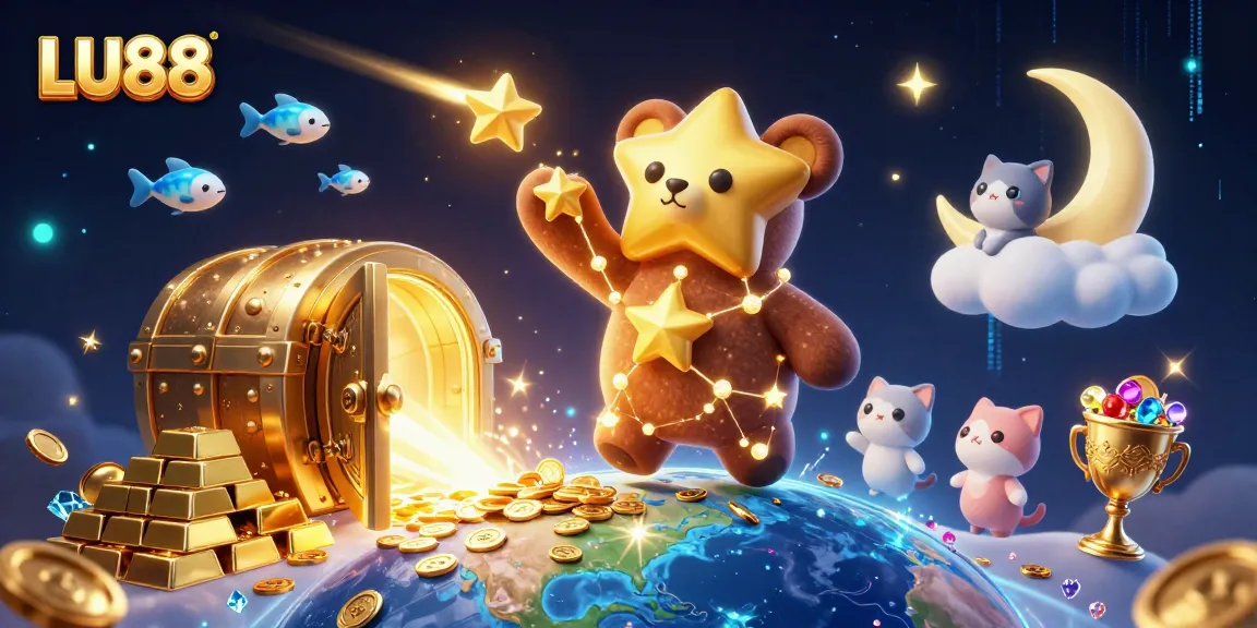 LU88 rewards players with exciting coins and treasures in a vibrant casino-themed 3D illustration.