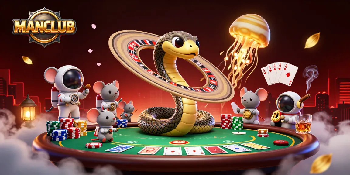 Visualize the thrilling world of MANCLUB as mice astronauts bet dynamically around a roulette-inspired Saturn with vibrant casino-themed details.
