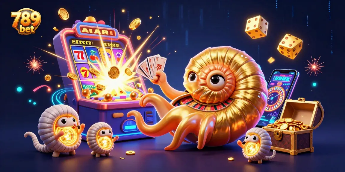 Play exciting games at 789 bet with a vibrant casino scene showcasing 3D characters and jackpot action.