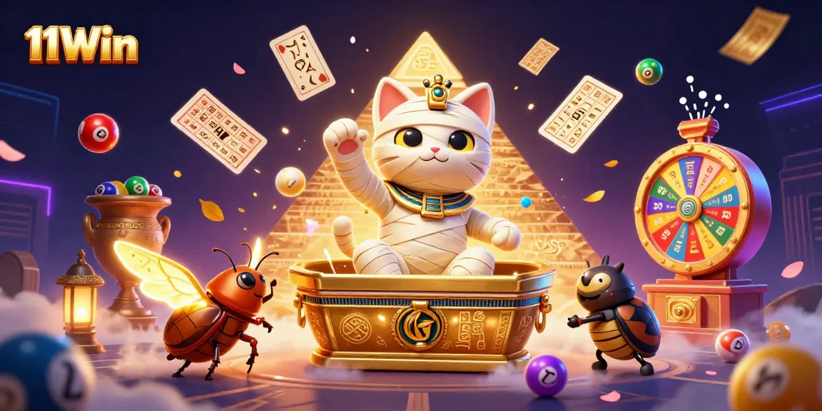 Engage with vibrant casino excitement in 11Win, showcasing a lively 3D illustration with unique elements.