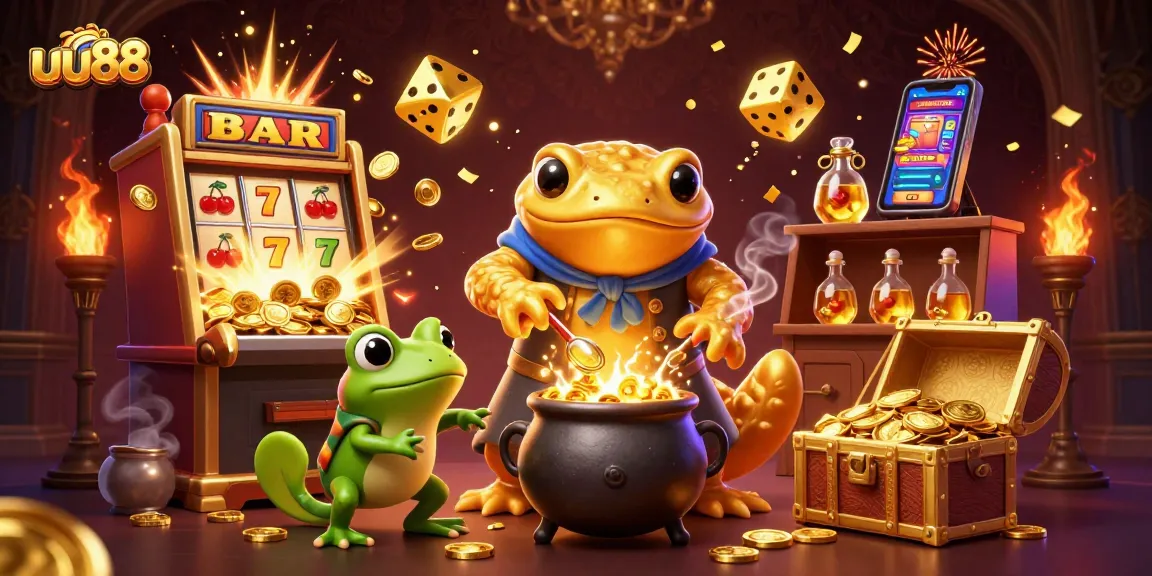 Experience thrilling wins at uu88 with an explosive jackpot scene featuring engaging characters and vibrant casino elements.