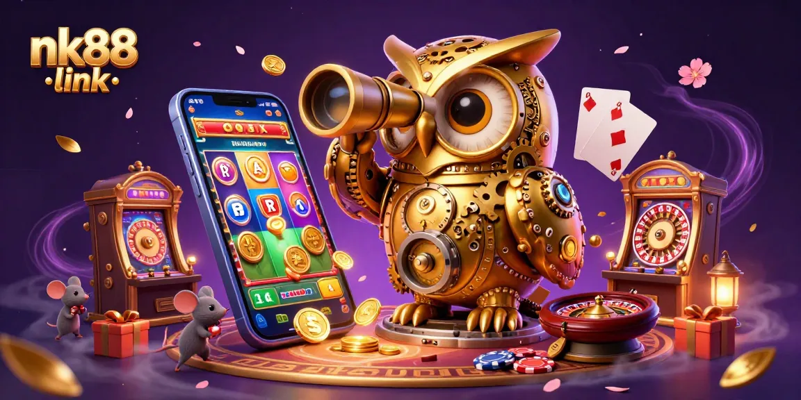 Experience the thrill of nk88 link with a 3D illustration capturing casino excitement and dynamic gaming elements.