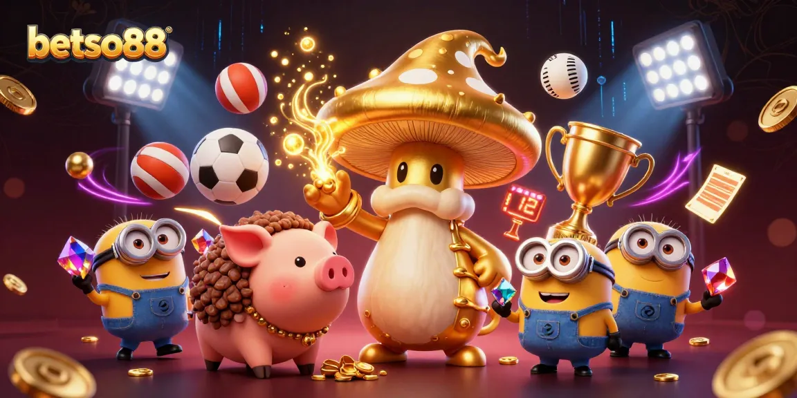 Experience the magic of betso88 with vibrant characters and dynamic sports elements in this thrilling casino illustration.