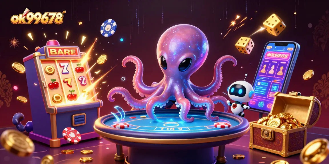 Engage with the thrilling world of ok99678 as a 3D alien octopus explores poker in an exciting cosmic casino.