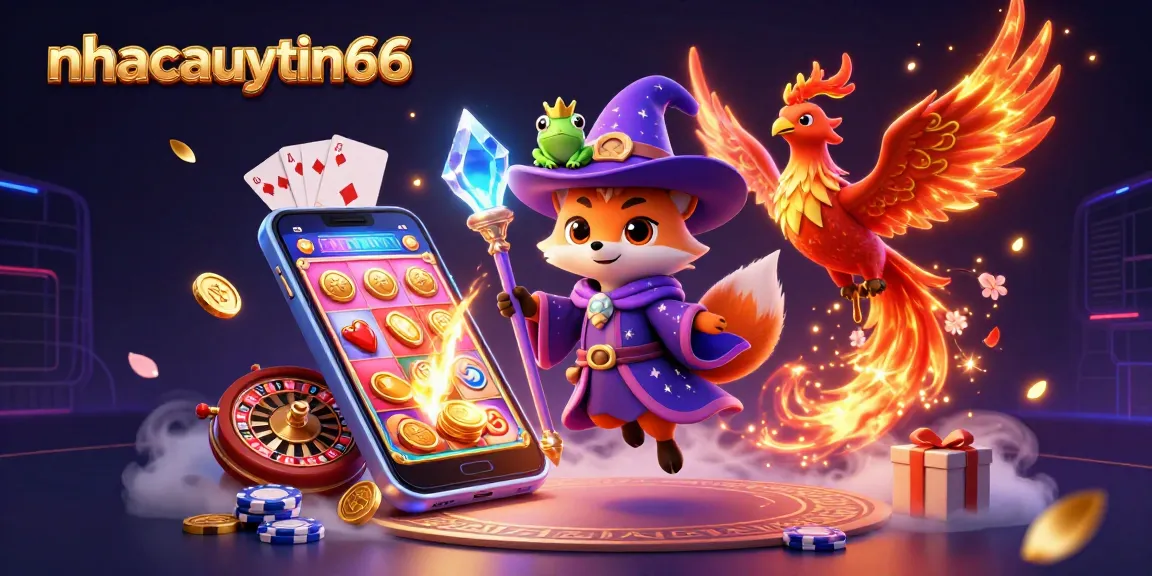 Engage with thrilling gameplay at nhacaiuytin66 using vibrant slot games, golden coins, and animated characters.