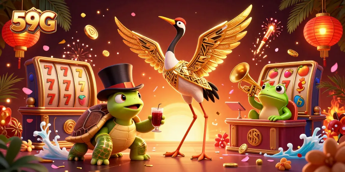 Spin the reels and win big with 59G in this vibrant casino-themed illustration.