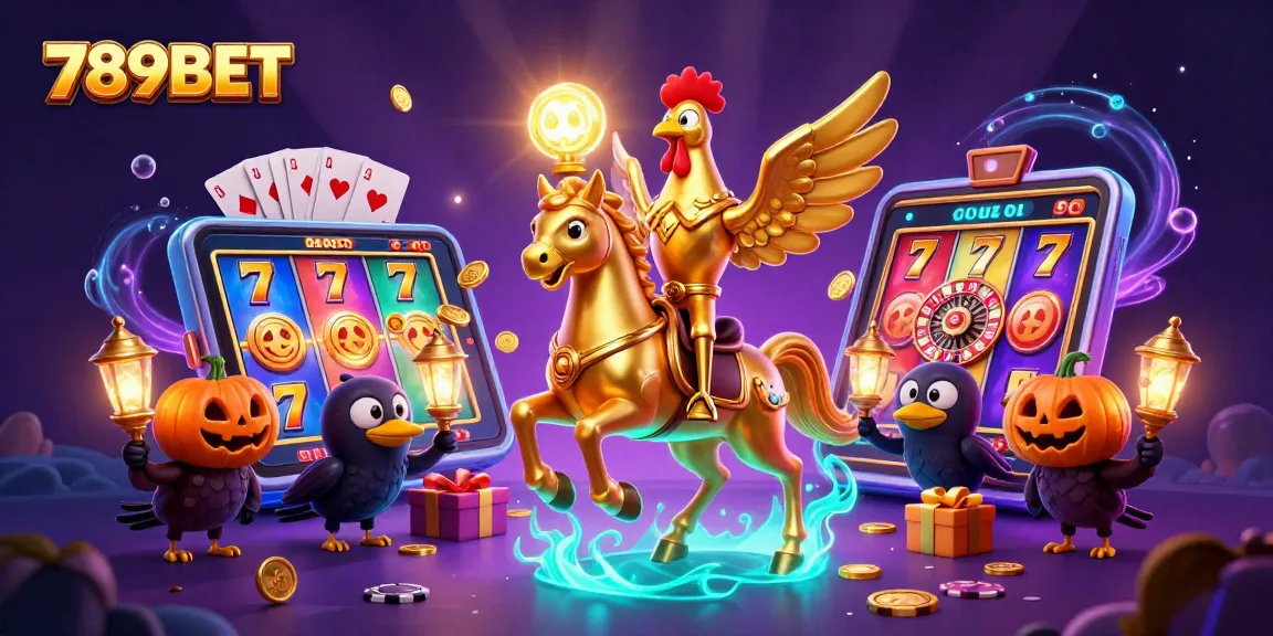 Experience the vibrant world of 789BET with a golden rooster at a midnight casino