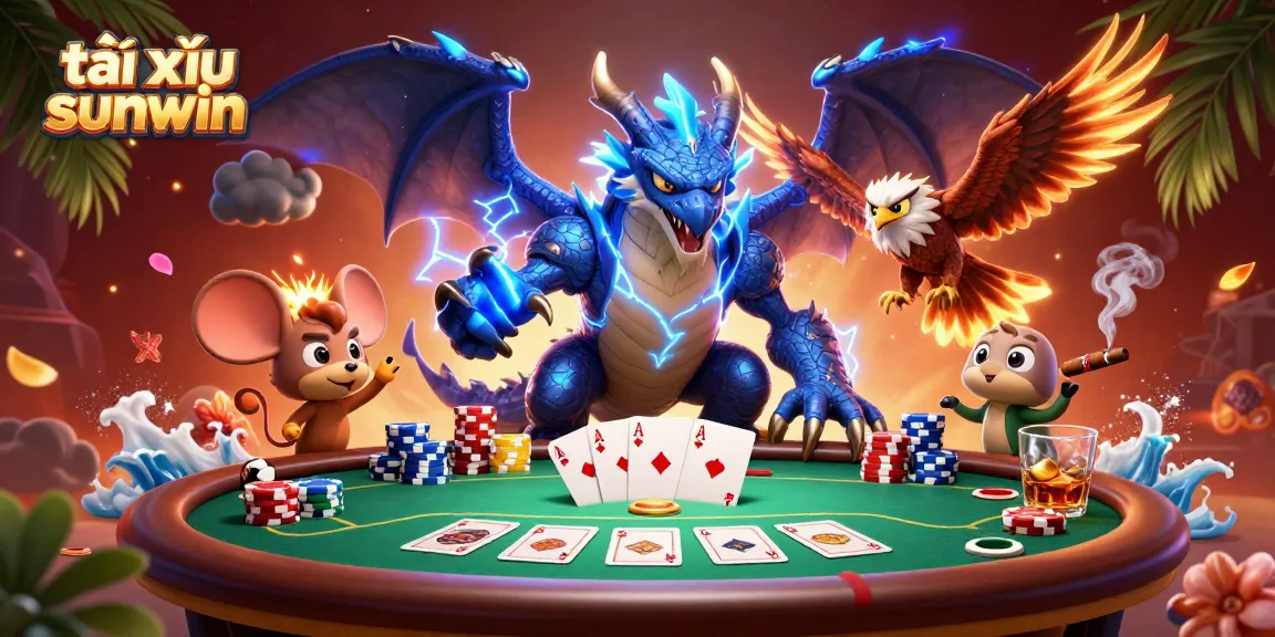 Tài xỉu sunwin unleashes the thrill of poker with vibrant characters and rich gaming elements in a captivating scene.