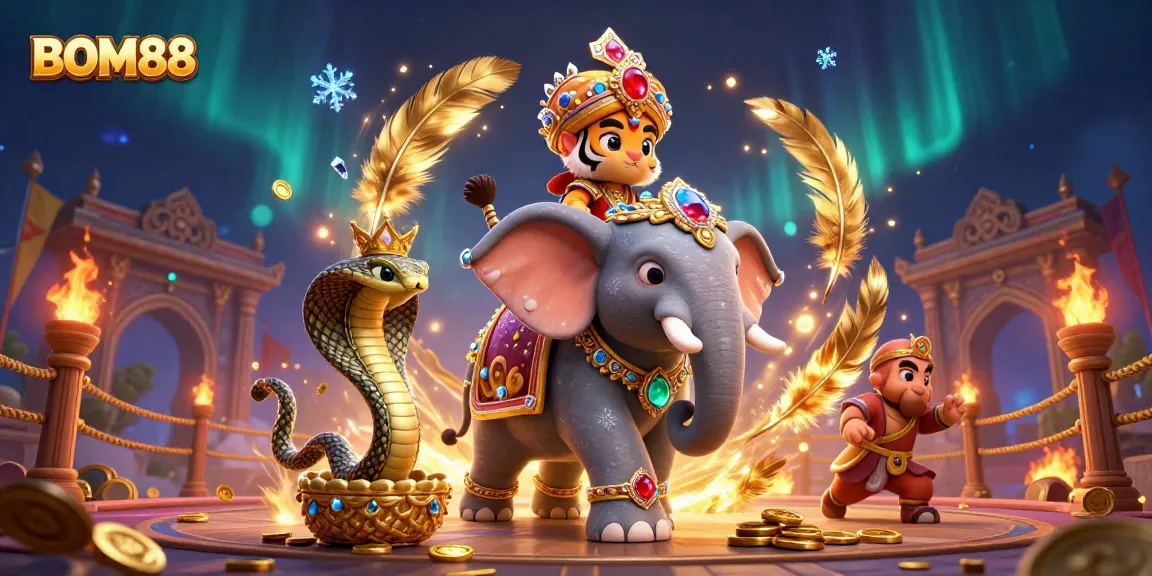 Experience the exhilarating world of BOM88 with a vibrant 3D illustration showcasing thrilling casino action.